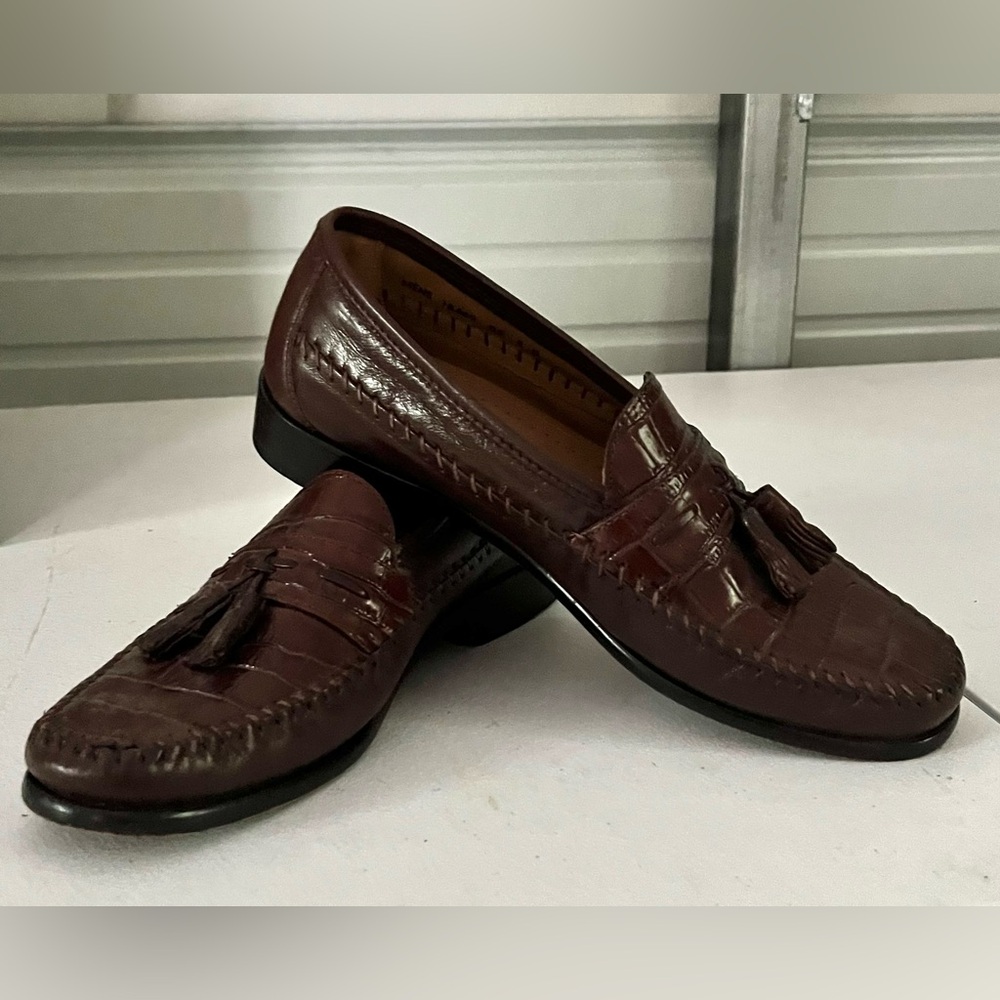 Florsheim Men's Tassel Penny Loafers in Burgundy Brown 8